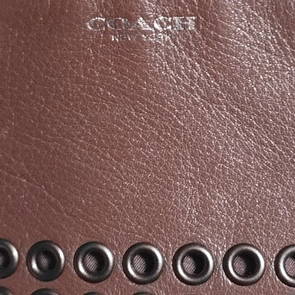 Coach Brown Leather Wristlet with Grommet Accents | Modern Classic Chic Style - Picture 10 of 13